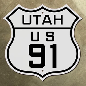 Utah US highway 91 Brigham City route shield 1926 highway marker road sign 12x12 - Picture 1 of 1