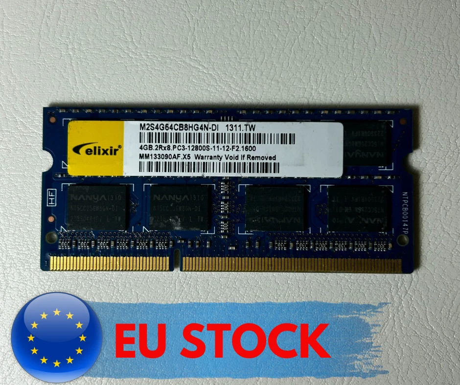 USED Elixir 4GB 2Rx8 PC3-12800S-11-12-F2 SODIMM M2S4G64CB8HG4N-DI Memory RAM - Image 1 of 2
