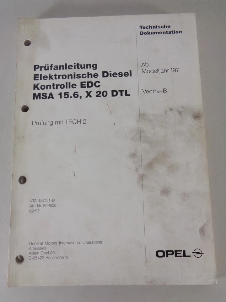 Manual de Taller Instrucciones de Inspección Opel Vectra B Electrónico Diesel - Imagen 1 de 1