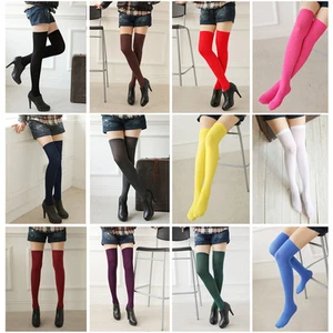 Calze lunghe donna coscia alta tinta unita color caramella sopra il ginocchio ufficio donna - Foto 1 di 6