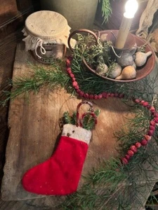 Primitive schmuddelige Weihnachtsmann Strumpf Klammer Aufhänger Weihnachten Schüssel Füller Stil #2 - Bild 1 von 12