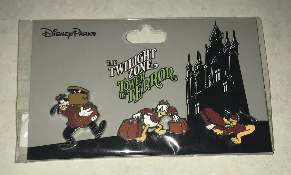 Набор из трех значков Goofy Donald Pluto Disney Parks The Twilight Zone Tower Of Terror - Изображение 1 из 4