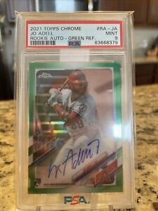 Jo Adell 2021 Topps Chrome Rookie Autograph Green Refractor /99  PSA 9