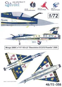 Syhart Decals 1/72 French MIRAGE 2000C "Disolución EC2/12 PIcardie" 2009 - Imagen 1 de 4