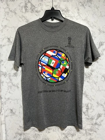 FIFA World Cup Shirt Men Small S Gray Russia 2018 World Cup Soccer Flags Nation Cover