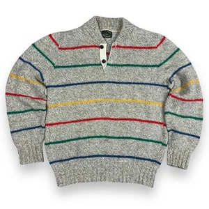 Suéter Henley a Rayas de Colección Para Hombre Northeast Traders Cuello con Botones Mezcla de Lana L - Imagen 1 de 11