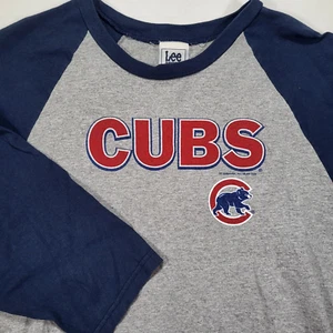 Chicago Cubs Men's Medium (tag faded) Lee Sport Gray 3/4 Length Sleeve Shirt - Picture 1 of 8