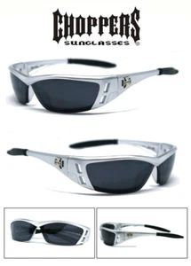 Mens Choppers Outdoors Bikers Sport Motocycle Wrap Sunglasses - Silver C46 - Picture 1 of 4