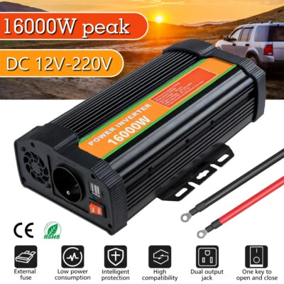 Inversor de energía para automóvil de 16000 W CC 12 V a CA 110 V convertidor solar de onda sinusoidal pura LCD Foto 1 de 4