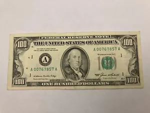 1985 A00767857A RARE Small Face $100 Dollar Bill Boston FRB - Picture 1 of 2