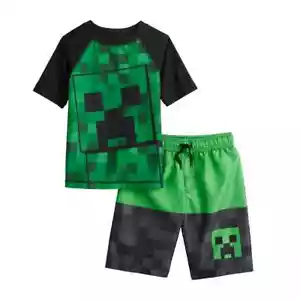 New Minecraft Rash Guard & Trunks Swim Set 4 5/6 7 - Picture 1 of 4