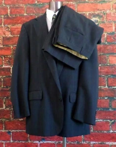 Cricketeer Mens 2-Piece 2-Button Suit 43R Wool Dark Blue / Blue-Gray Pants 35x30 - Picture 1 of 9