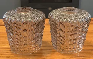 VINTAGE LILAC REPLACEMENT GLASS SHADES X2 - Picture 1 of 6