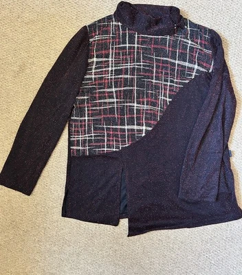 VINTAGE Women’s EMARK 80s 90s Xmas Party Blouse Black Red Sz L - Image 1 of 4