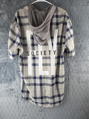 Sudadera con capucha a cuadros manga corta FLY SOCIETY con botones 3XL Foto 1 de 4