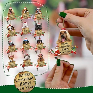 Colorful Lovely Dog Print Christmas Ornament Pendant ForGift Tree Ornament Decor - Picture 1 of 48