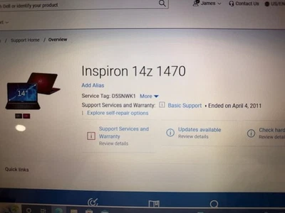 Computadora portátil Dell Inspiron 14z 1470 doble núcleo 1,3 GHz 300 GB Windows 10 roja Foto 1 de 4