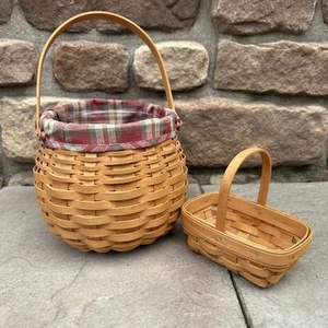 Longaberger 2001 Pumpkin Patch Basket With Liner Protector Set Mini Chore Basket - Bild 1 von 7