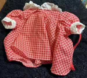 Vintage Cabbage Patch Kid Dress Original Coleco Red Gingham White Eyelet Clothes - Picture 1 of 5