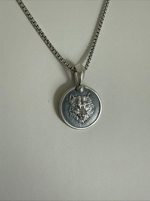 Мужской амулет David Yurman из стерлингового серебра 925 пробы Petrvs Wolf с цепочкой 26 дюймов  - Изображение 1 из 3