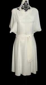 Reiss elfenbeinfarben schulterfreies Fit & Flare Kleid mit Gürtel Größe 10 eleganter Anlass - Bild 1 von 11