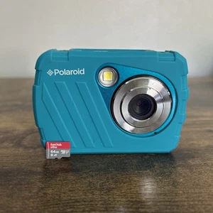 Polaroid IS048 Teal 16MP Waterproof 3M Digital Camera Blue 64GB - Tested Works - Picture 1 of 8