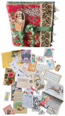 Handmade Junk Journal Christmas VTG Ephemera Antique Style Ornament Scrap Book - Image 1 of 4