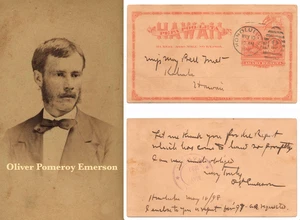1898 UX8a Postal~ from OLIVER POMEROY EMERSON ~Honolulu H.I. to Kohala HAWAII - Picture 1 of 7