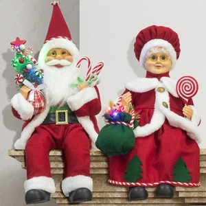 ITART sitzender Herr und Frau Claus Figuren mit Lichtern und Timer 17 Zoll Weihnachtsmann... - Bild 1 von 6
