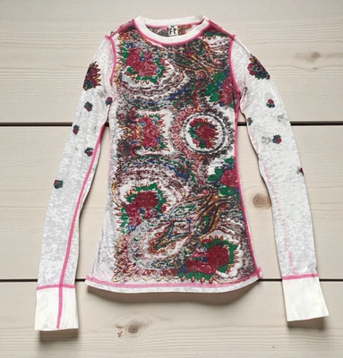 Top Free People Semi Transparente Floral Manga Larga Talla XS Hada Boho Festival Romance Foto 1 de 4