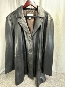 Neu mit Etikett Worthington Damen-Lederjacke aus echtem Lammleder 3XL schwarz geknöpft - Bild 1 von 17