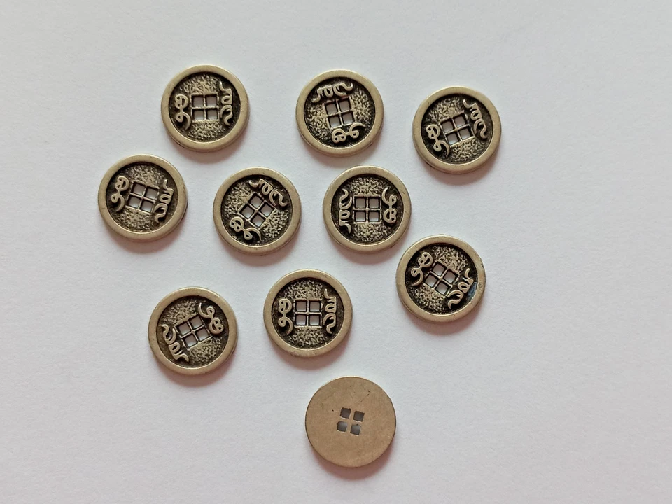 10 kleine Metall Knöpfe antiksilber 13mm Trachten Basteln - Bild 1 von 1