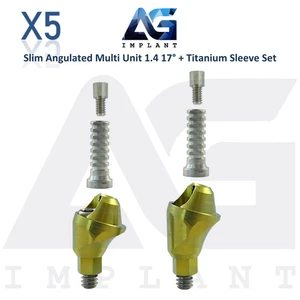 5 Angulated Multi Unit 1.4 Prosthetic 17° Titanium Sleeve Slim Int Hex 2.0mm - Picture 1 of 11