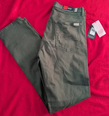 7-For-All-Mankind Men's Olive Army Green Slimmy Slim Fit Jeans Pants size 34/34 - Image 1 of 4