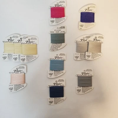 Rainbow Gallery Flair Stretchable Tubular Ribbon Lot of 12 Needlepoint Cross 10Y - Image 1 of 4