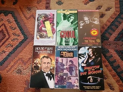 Horror VHS Lot Boris Karloff House Of Wax The Witches Ghoul The Thing The Terror Foto 1 de 4
