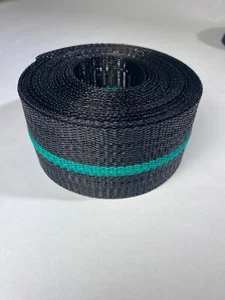 40 ft, BLACK with TEAL stripe Aluminum lawn chair webbing new, 2 1/4 in wide - Picture 1 of 4