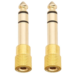 2 Pack 3.5mm 1/8" Female Stereo Plug to 1/4" 6.3mm Male Stereo Jack Adapter Gold - Picture 1 of 3