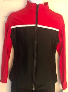 GK BLACK RED LgS ZIP UP CHILD MEDIUM BRUSH TRICOT WARM UP GYM SKATE JACKET CM - Picture 1 of 11