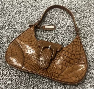 Antonio Melani Shoulder Bag Purse Faux Croc Gator Carmel Brown Tan Color, EUC - Picture 1 of 17