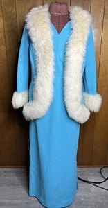 1960s Fur Collar And Sleeves Dress With Jacket Set - Picture 1 of 12