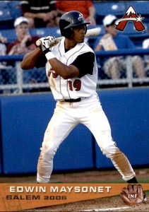 2006 Salem Avalanche Grandstand #12 Edwin Maysonet Vaga Baja Puerto Rico PR Card