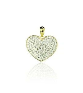 14k Yellow Gold Cz Heart Pendant - Picture 1 of 3