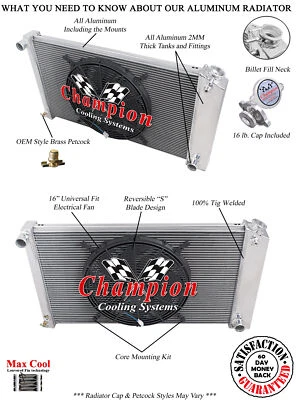 Ventilador de radiador AL Champion 3 filas 17x28", 16" para Pontiac GTO 1968-1973 (manual) Foto 1 de 4