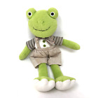 Maison Chic Frog Plush 12" Green Stuffed Animal Bow Tie Suspenders Outfit