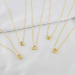 925 Silver Custom Initial Necklace Lab Created Diamond Initial Necklace Women - Picture 1 of 10