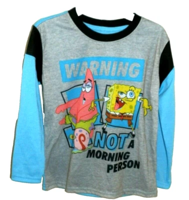 New Boys XS  4-5 Spongebob 2 piece Pajama Set Fleece Pants Not A Morning Person - Image 1 of 2