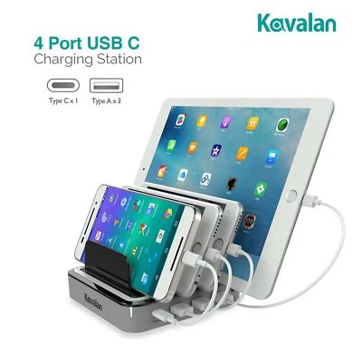 Kavalan 4 Port USB, A,C CellPhone Tablet Charging Station Dock Organizer Charger - Image 1 of 4