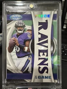 Pieza del juego certificada Panini 2023 POG-5 Lamar Jackson NFL Shield logotipo Nike - Imagen 1 de 6