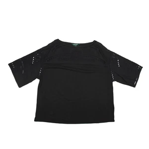 LAUREN RALPH LAUREN Off The Shoulder Top Black Short Sleeve Womens S - Picture 1 of 6